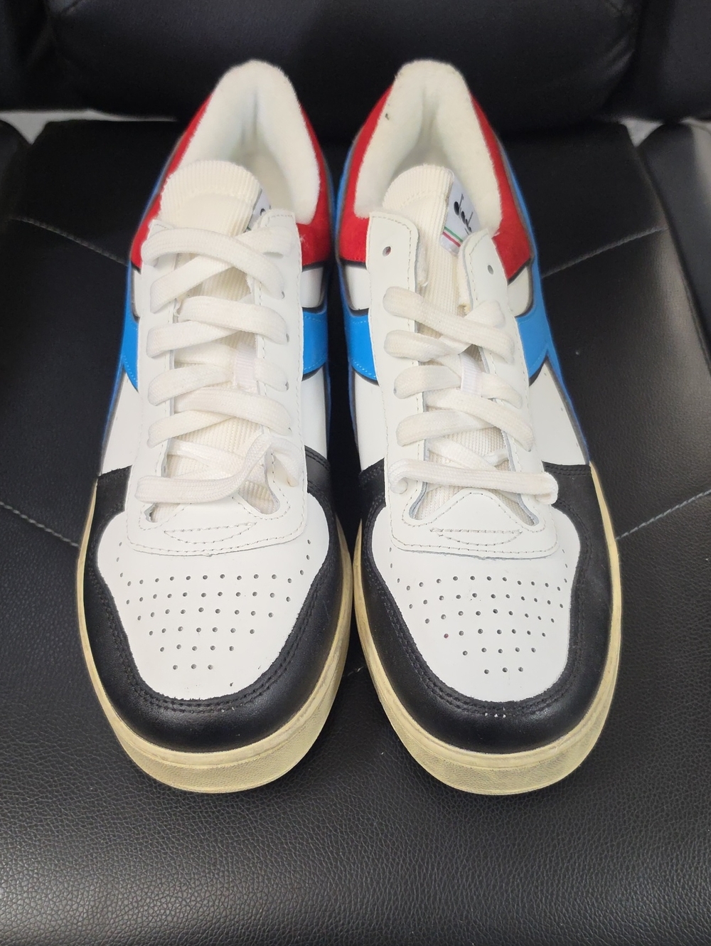 Diadora White Black Blue Red Low-Top Sneakers